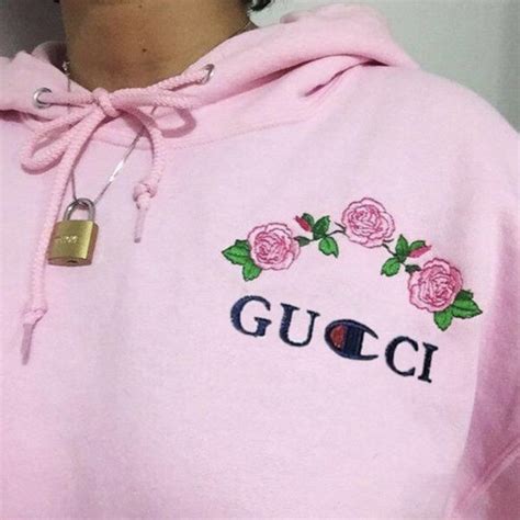 gucci rose hoodie champion|Gucci hoodie original price.